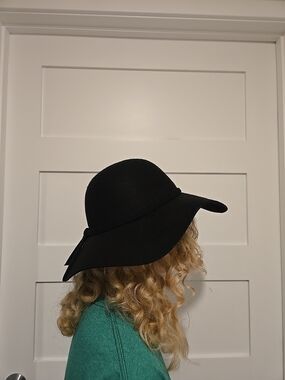 Witchy Black Floppy Hat with Bow Festival Goth